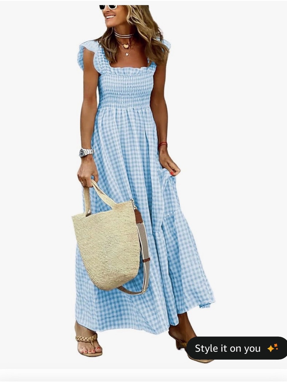 Women's Retro Plaid Smocked Dress • Flounce Long Dress